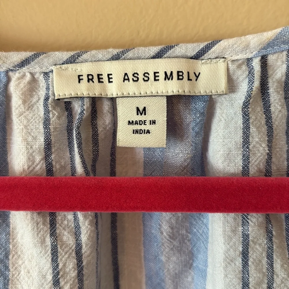 Free Assembly Blue and White Striped Dress with Belt, Size M - Picture 2 of 6